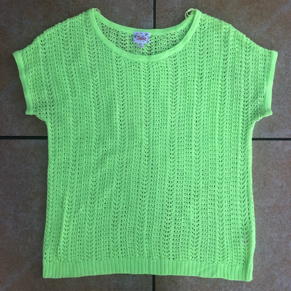 2 for $5 Sz 14 Fluorescent Green Open Knit Sweater